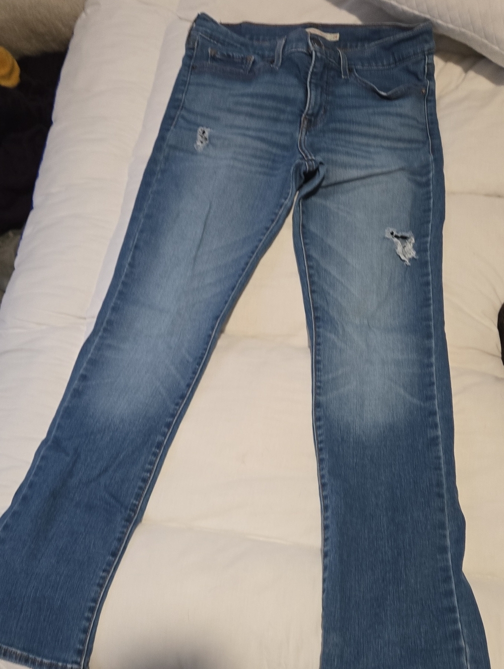 Levi's Medium Blue Straight-Leg Distressed Jeans